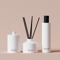 C & H Flacon pulvérisateur en verre pour bougie et diffuseur de roseaux en céramique noir mat de luxe