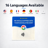 Carte de table en acrylique personnalisable avec 16 options de langues, carte NFC vierge pour avis Google, réinscriptible 100 000 fois, avis 5 étoiles