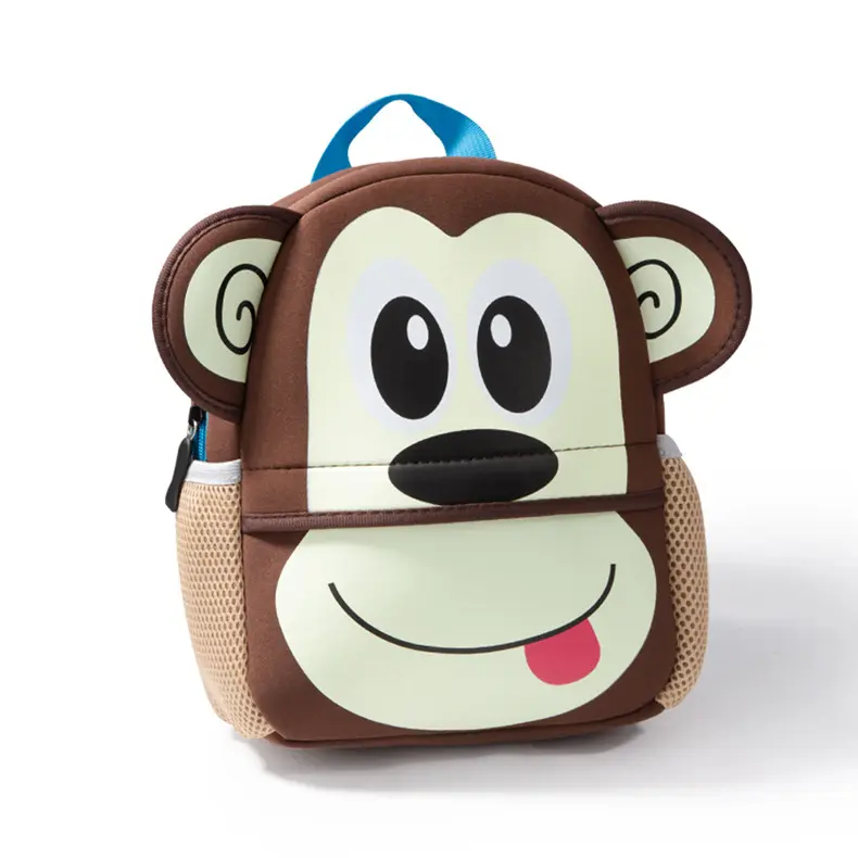 पदोन्नति उपहार नरम पर्यावरण कस्टम उच्च गुणवत्ता वापस पैक स्कूल बैग Neoprene प्यारा बच्चों बच्चे लवली बंदर पशु कार्टून बैग
