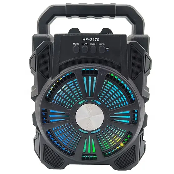 HF-2170 paible, Speaker nirkabel portabel kotak suara musik Stereo Surround 6.5 inci dengan lampu LED RGB