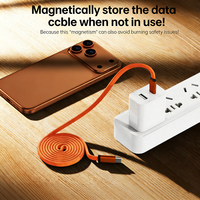 Câble USB-C magnétique rétractable 240W avec gaine en nylon, charge rapide 480 Mbps, rangement automatique pour iPhone 15