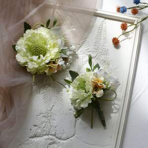 批发新娘新郎婚礼舞会活动人造花绿色系列胸针肩花手腕花胸花 - Product Image 1