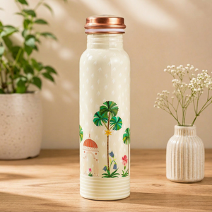 Botella de Agua de Cobre con Diseño de Palmera, Elegante, a Prueba de Fugas, Ecológica y Reutilizable para el Hogar, la Oficina y Viajes - Product Image 1