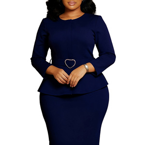 Robes d'automne tendance D599 pour femmes, décontractées, élégantes, à manches longues, col rond, <span class=keywords><strong>robe</strong></span> de bureau formelle, <span class=keywords><strong>robe</strong></span> africaine, avec ceinture - Product Image 6