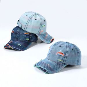 หมวกเบสบอลเดนิมย้อนยุคสไตล์ศิลปะแบบทำสีพิเศษสำหรับผู้ชายและผู้หญิง ฤดูใบไม้ผลิ ฤดูใบไม้ร่วง หมวกกันแดดกลางแจ้ง หมวกกอล์ฟแบบทำสีซีด - Product Image 1