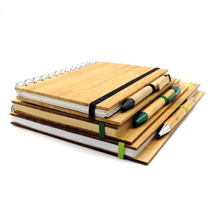 Carnet de notes en bambou recyclé écologique avec couverture spirale et stylo, personnalisable avec logo, vente en gros - Product Image 6