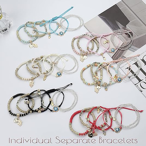 Direktverkauf ab Werk Verstellbares Boho Hamsa Hand Armband Schmuck Maßgefertigte Damen Bohemian Perlenarmband-Sets mit Bösem Blick 2026 - Product Image 4