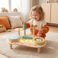 Table d'activités sensorielles multifonctionnelle en bois avec boutons lumineux, jouet éducatif pour le développement des capacités motrices des tout-petits
