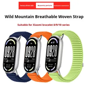 Venta al por mayor personalizado <span class=keywords><strong>Xiaomi</strong></span> Band 8/9/10 Compatible de lujo transpirable tejido de nailon Velcro correa de reloj con patrón de montaña salvaje - Product Image 4