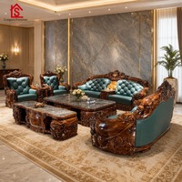 Canapé en cuir véritable haut de gamme de style chinois moderne, en cuir de vachette pleine fleur, avec structure en bois massif noir et or, pour salon domestique