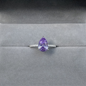 Nuovo Anello di Lusso <span class=keywords><strong>in</strong></span> Argento Sterling 925 con Zirconia Taglio Pera Viola 8*12, Anello a Goccia d'Acqua per Donna, Gioielli Raffinati all'Ingrosso - Product Image 4