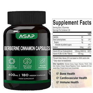 Suplementos de extracto de hierbas Cápsulas de canela de Ceilán Berberina 500mg Cápsulas de canela - Product Image 2