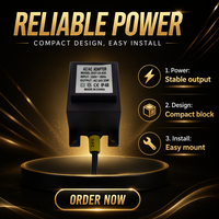 Transformateur AC étanche IP68 20W 220V vers 24V, adaptateur d'alimentation encapsulé EI57 pour éclairage de fontaine subaquatique de piscine