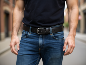 Cintura in Pelle da Uomo 4.0Cm con Fibbia in Lega, Stile Casual Solido con Bordo Smussato - Product Image 2