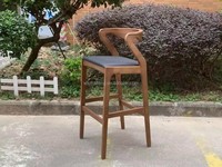 Tabouret de bar en bois pour café, restaurant, cuisine, avec coussin blanc et accoudoirs