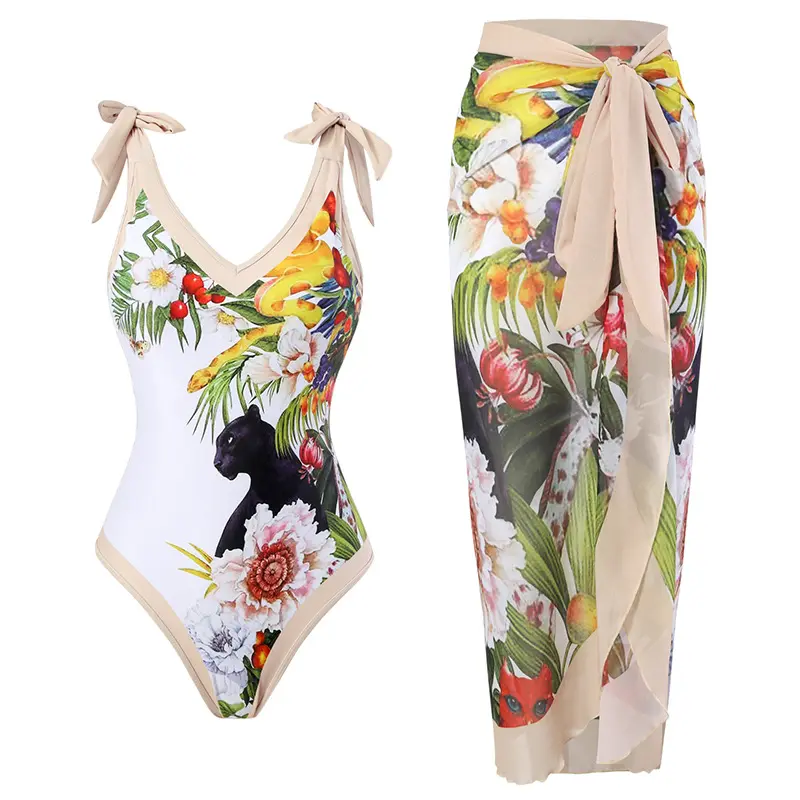 2023 New Strap One Piece Swimwear Set Cross border Exclusive Swimwear gonna da spiaggia in Chiffon edizione definitiva da donna