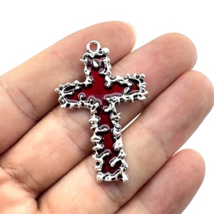 Accesorios de Bisutería DIY para Halloween: Dije de Cruz Negra con Efecto Goteo de Aceite en Aleación para Pendientes, Pulseras y Collares - Product Image 3