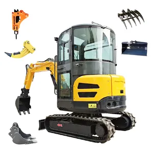 Construction machinery Trencher 1t agricultural Excavator 2ton 2.5tons Double cylinder diesel powered excavator