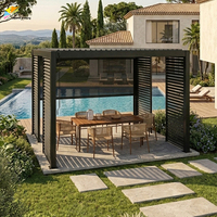 Pergola bioclimatique en aluminium imperméable motorisée 4x3, système de toit à lamelles pour jardin extérieur