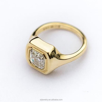 Bague Solitaire Classique en Moissanite Ascher, Bague Chevalière en Argent Sterling S925 Plaqué Or, Bague en Moissanite pour Femme