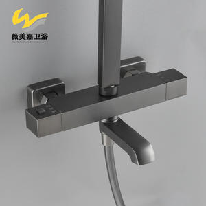 Juego de Ducha Termostática Cuadrada de Cobre, Exclusivo para Comercio Transfronterizo Vimijia, con Rociador Superior y Grifo Negro - Product Image 1