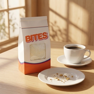 Sacs en papier kraft blanc personnalisés avec fenêtre translucide, pochettes verticales pour l'emballage d'aliments secs, biscuits, <span class=keywords><strong>pain</strong></span>, bonbons - Product Image 1