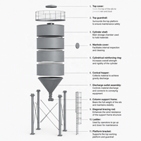 Système d'alimentation à vis pour poudre de ciment de pierre calcaire et sable, conteneur boulonné de 10 à 4000 tonnes, mini-silo horizontal pour ciment et gypse