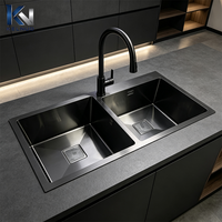 Livraison rapide, accessoires de cuisine à fond incliné, évier de cuisine noir mat avec lave-vaisselle
