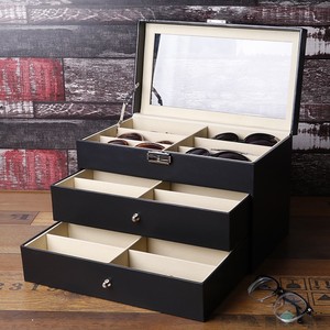 Lusso da viaggio grande capacità in pelle scatola portaoggetti quadrato per gli occhiali da <span class=keywords><strong>uomo</strong></span> da donna comodo accessorio da toletta - Product Image 1