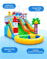 Tobogán Acuático Inflable de PVC AIER, Diseño de Barco Pirata, Temática Deportiva, Ecológico, Uso Comercial, Juego Acuático Infantil para Exteriores, Venta al Por Mayor de Fábrica