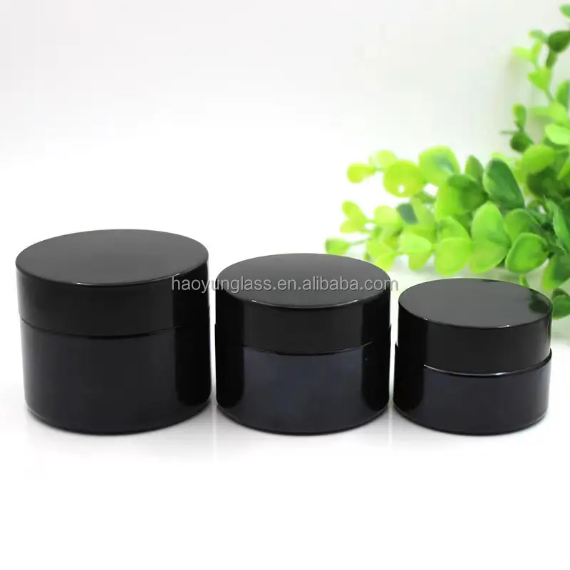 Kaca hitam krim perawatan kulit jar 30 ml50ml stoples 1 oz krim kosmetik jar untuk perawatan kulit kemasan kosmetik krim wajah