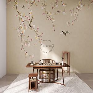 Fleurs et oiseaux de style ancien nouveau style chinois <span class=keywords><strong>TV</strong></span> fond papier peint salon chambre murale - Product Image 5