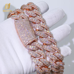 NUOYA Collana a Catena Cubana Spessa da 22mm Placcata in Oro Rosa Completamente Tempestata di Diamanti e Zirconi Scintillanti, Gioielli Hiphop da Donna - Product Image 1