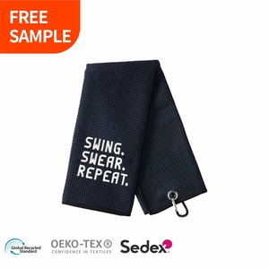 Serviettes de golf brodées personnalisées Serviette de golf magnétique gaufrée en microfibre - Product Image 5