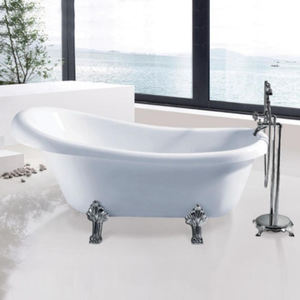 อ่างอาบน้ำอะคริลิคทรงคลาสสิกแบบตั้งพื้นสีขาวพร้อมขาสี่ขา - Product Image 1