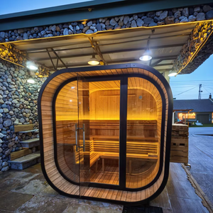 Fabricant professionnel moderne pour 6 personnes en bois d'épicéa poêle traditionnel <span class=keywords><strong>sauna</strong></span> à vapeur <span class=keywords><strong>sauna</strong></span> cube noir avec lumières - Product Image 1