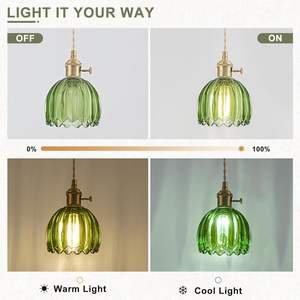 SIMIG Vintage verde tulipán Mini lámparas colgantes <span class=keywords><strong>de</strong></span> vidrio hechas a mano <span class=keywords><strong>para</strong></span> cocina comedor sala <span class=keywords><strong>de</strong></span> estar <span class=keywords><strong>para</strong></span> Isla - Product Image 5