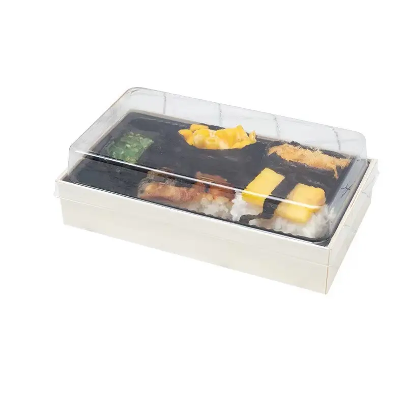 Biodegradable Wooden Take away Food Container Cake Dessert Sushi Packaging Box Sushi Tray