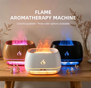Diffuseur d'huiles essentielles à ultrasons effet flamme grain <span class=keywords><strong>de</strong></span> bois, humidificateur à brume froide avec veilleuse d'ambiance colorée pour <span class=keywords><strong>la</strong></span> décoration <span class=keywords><strong>de</strong></span> <span class=keywords><strong>la</strong></span> maison et du bureau - Product Image 1