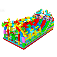 Château gonflable d'extérieur Delilai avec toboggans, trampoline en PVC amusant, 10x20m, capacité de 68 personnes, pour la location de divertissements pour enfants