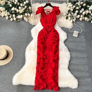 Robe de soirée longue plissée et volantée de luxe pour femmes, directement de l'usine, idéale pour les banquets mondains - Product Image 4