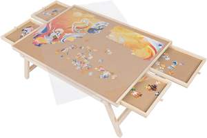 <span class=keywords><strong>Table</strong></span> de puzzle en bois pour enfants de 8 à 13 ans jouet de bricolage avec 1001 à 2000 pièces conception de plateau tournant pliant - Product Image 2