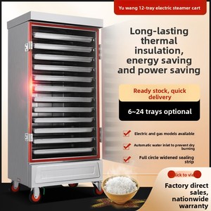 Armoire à vapeur électrique commerciale <span class=keywords><strong>Yu</strong></span> <span class=keywords><strong>Wang</strong></span> en acier inoxydable, 12 plateaux, cuiseur vapeur simple/double porte pour riz, pains vapeur, cantine - Product Image 3