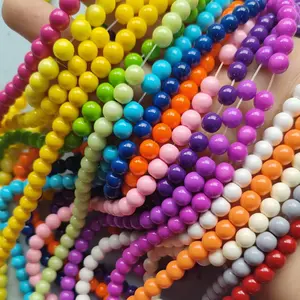 Hot Selling Opaque Cream Diy Sphere Hand Made Jewelry Making 6mm Tiny Round Colored Glass Beads