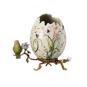 Wholesale Chinese Cute Tabletop Flower Vase Notched Egg Shaped Small Ceramic Decorative Flower Vases