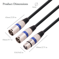Cable Divisor XLR en Y, 1 Hembra a 2 Machos, Cable de Micrófono de 3 Pines para Grabación en Estudio, Sonido en Vivo, DJ, Iluminación DMX