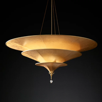YH personnalisé LED cuivre soucoupe volante pendentif lustre Design Vintage Dimmable haut plafond suspendu en laiton suspension cuisine