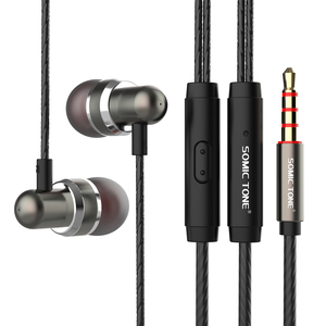2019 Wired earphones stereo sound quality with mic look like metal - Product Image 1