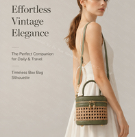 Sac fourre-tout en paille tressée personnalisé, sac de luxe en rotin tressé, sac artisanal en osier en forme de boîte, sac à bandoulière sécurisé pour usage quotidien