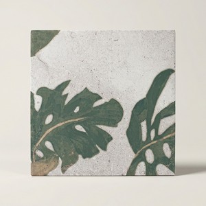 Piastrella in Ceramica Bali Deco con Motivo Foglia di Monstera 12x12 Pollici per Decorazione Interna ed Esterna di Pareti e Pavimenti - Product Image 1